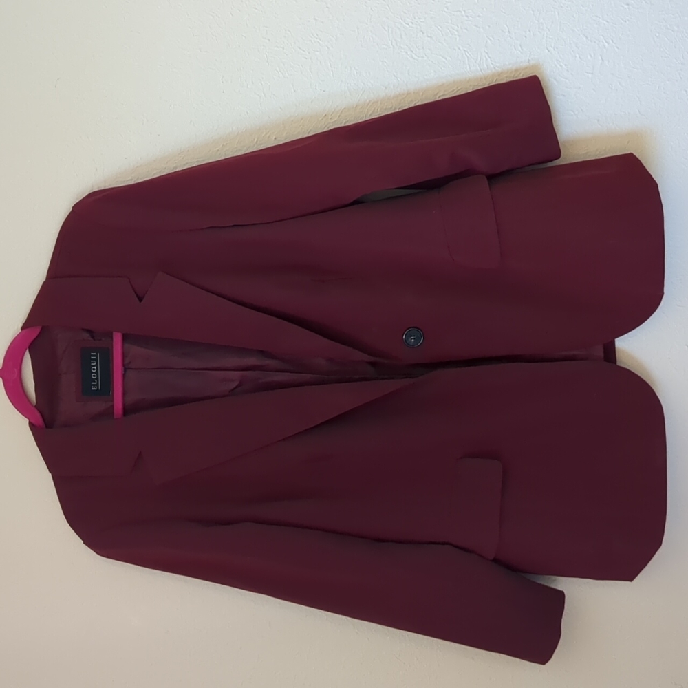Eloquii Size 18 Burgundy Boyfriend Style Blazer